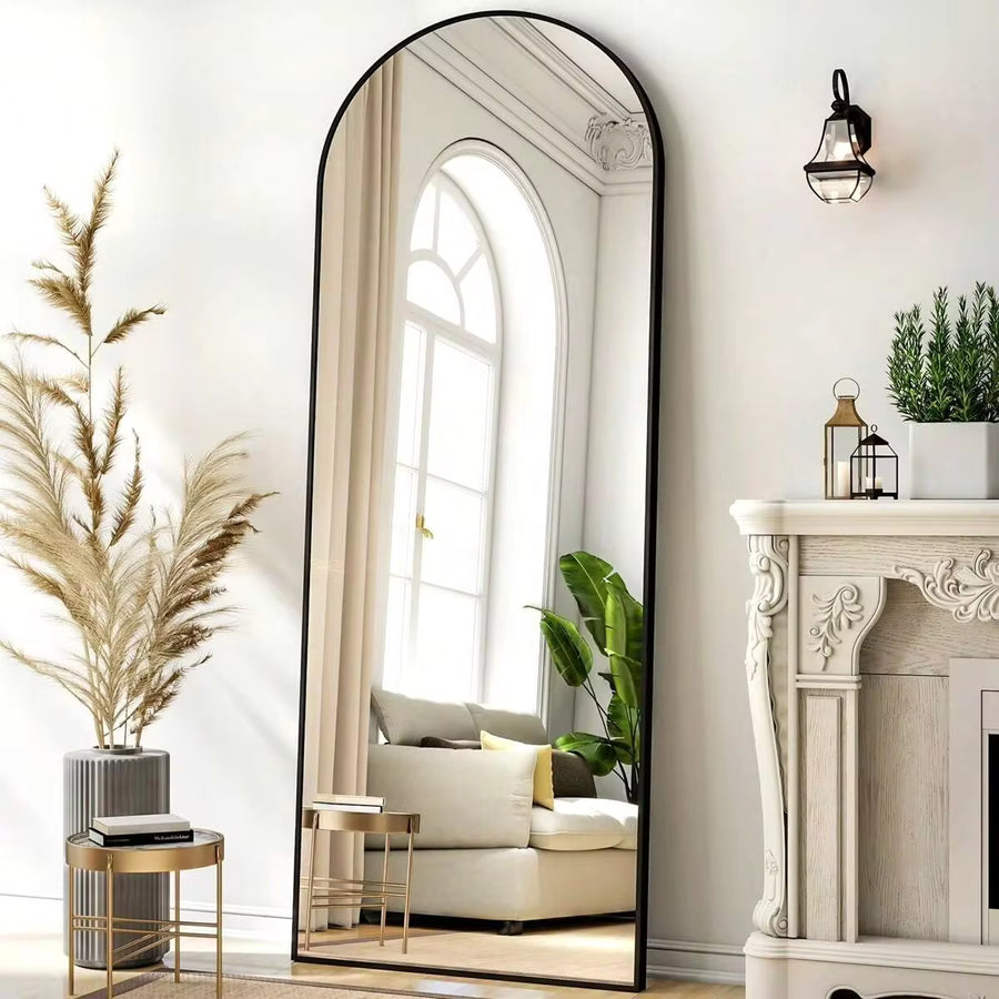 64"X 21" Arched Full Length Mirror Full Body Floor Mirrors, Black